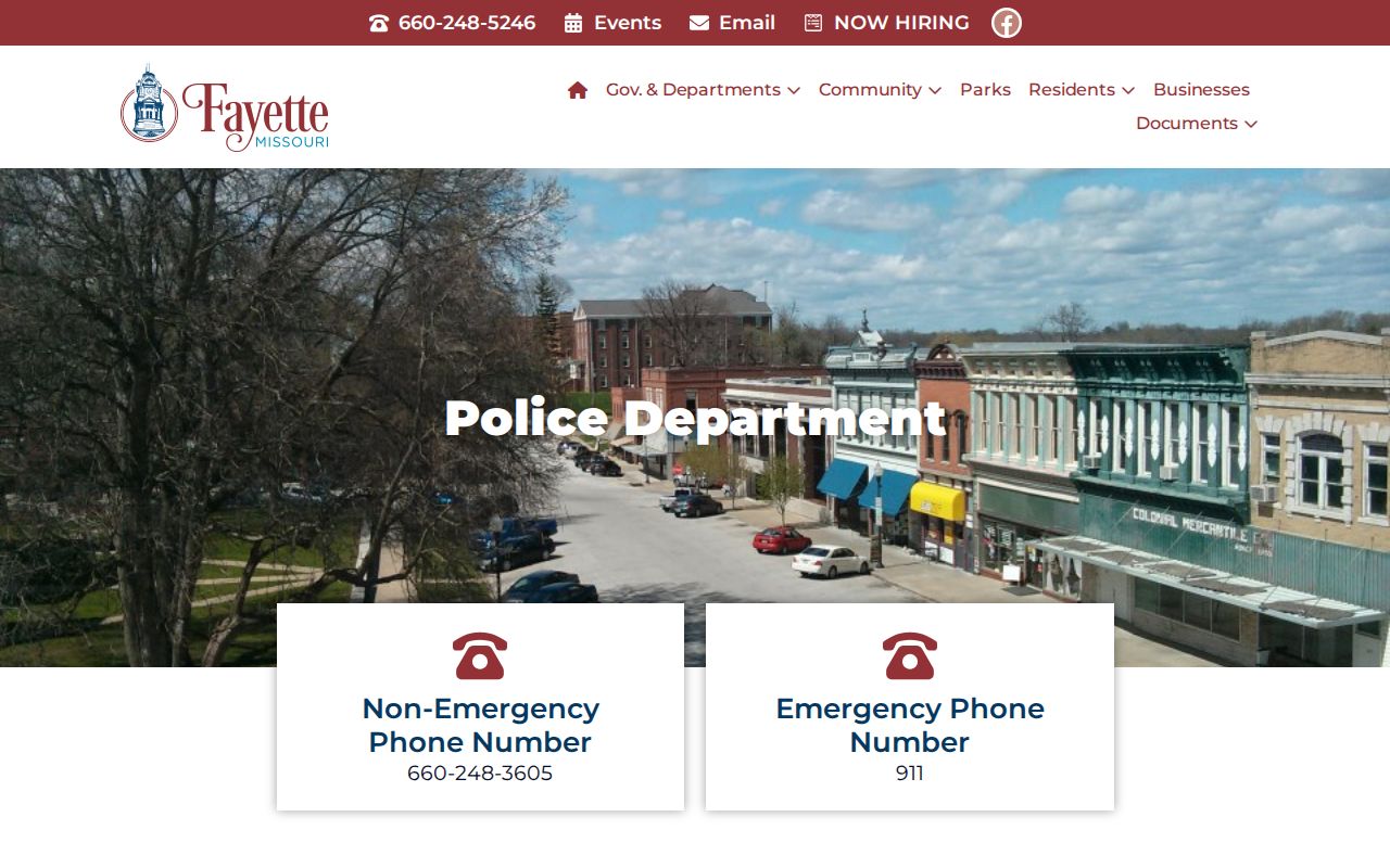 Fayette criminal records contact at the Fayette Police Department