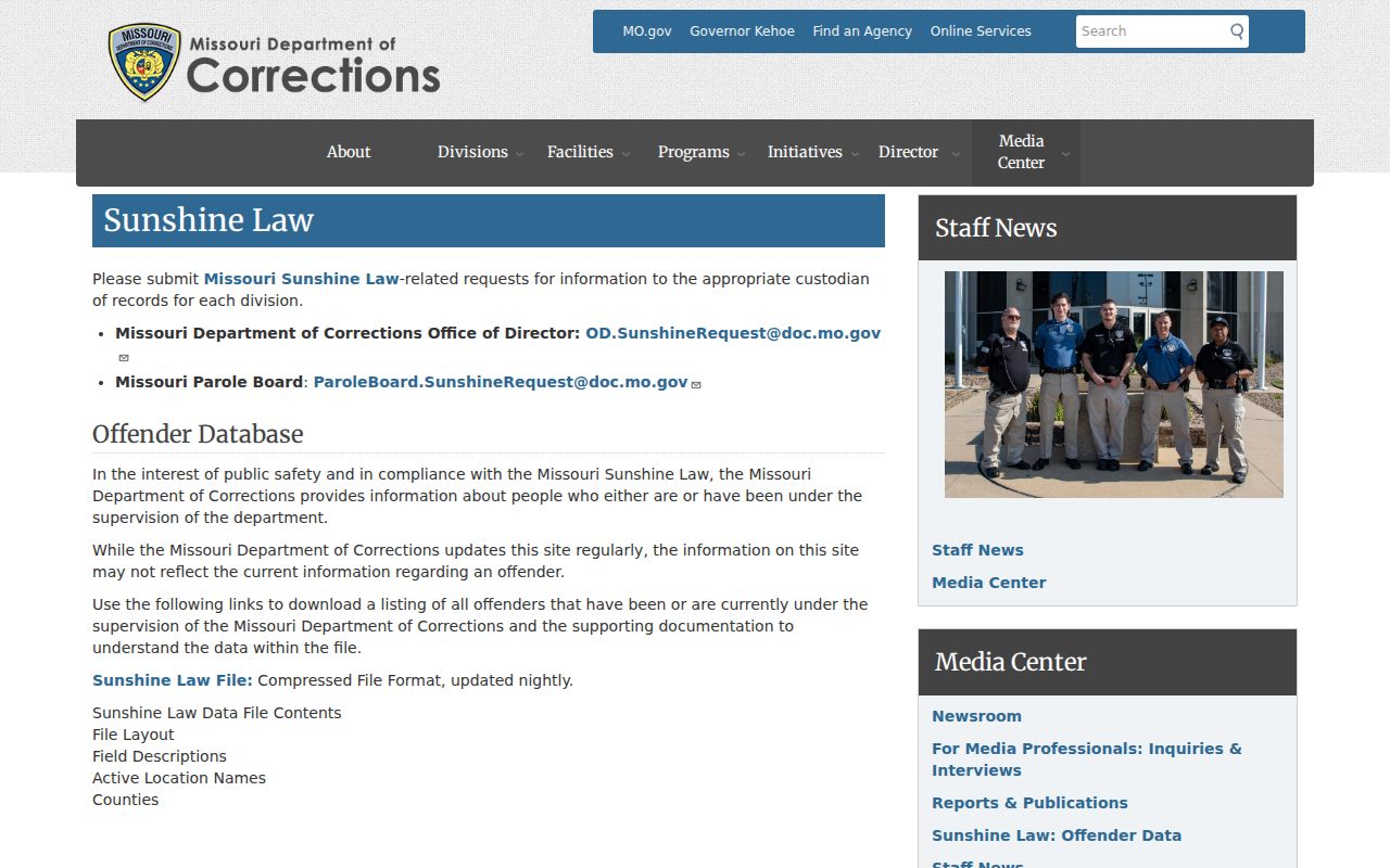 Howard County criminal records through Missouri Department of Corrections public data
