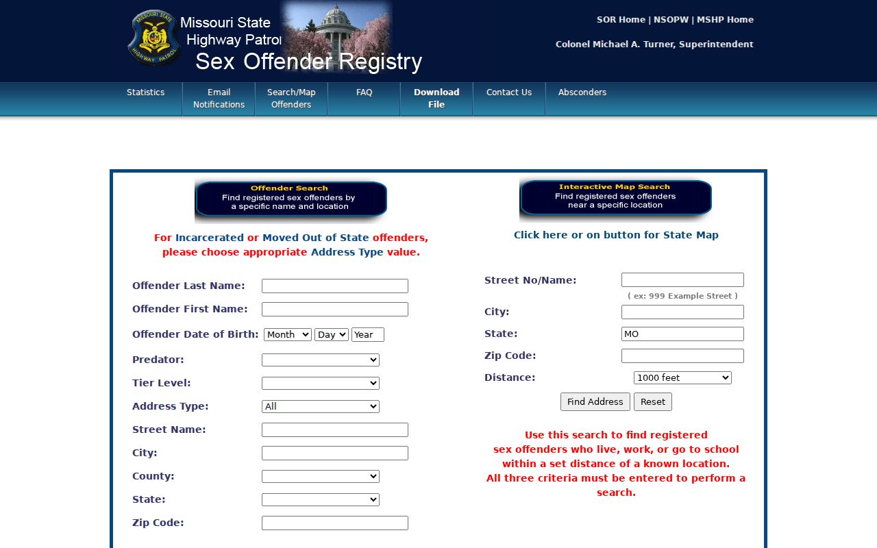 Howard County sex offender registry search through Missouri State Highway Patrol